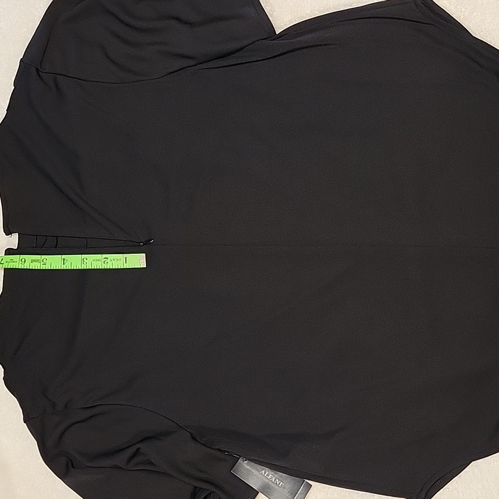 Alfani Black Draped Neck Flutter Sleeve Top - Picture 9 of 12